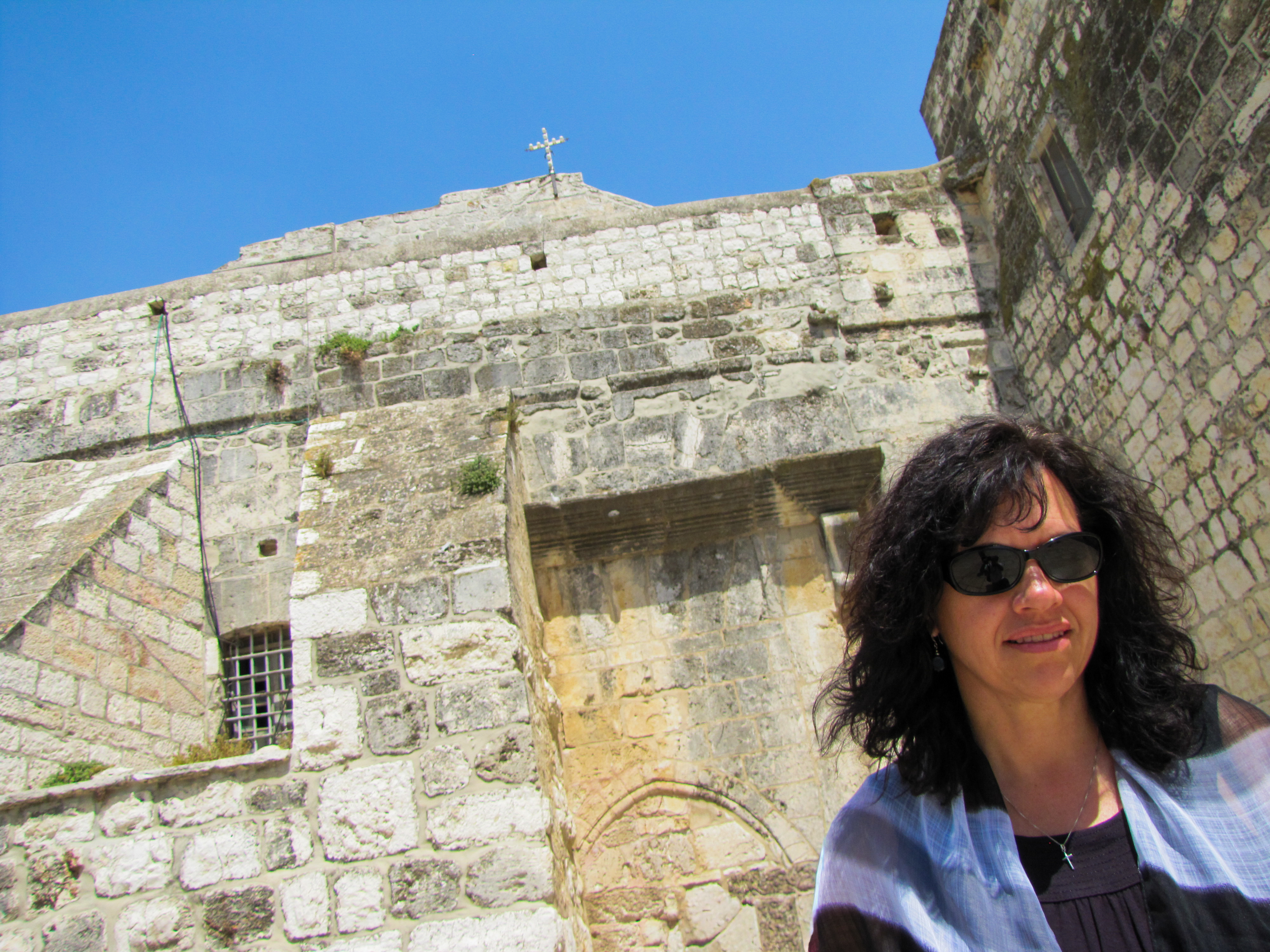 Toni in front of the Church of the Nativity